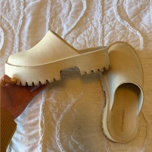 Jeffrey Campbell Off-White Chunky Platform Clog Mules